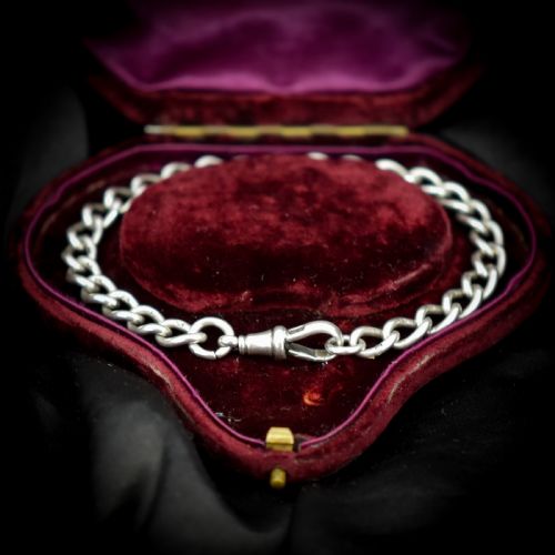 fig 2. Antique Curb Sterling Silver Bracelet with Dog Clip 8