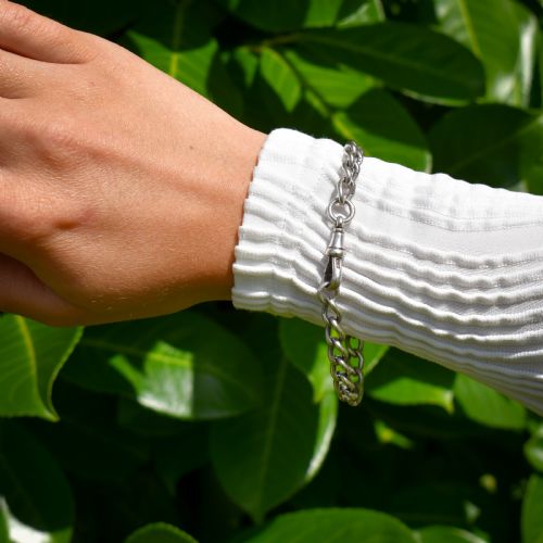 fig 3. Antique Curb Sterling Silver Bracelet with Dog Clip 8