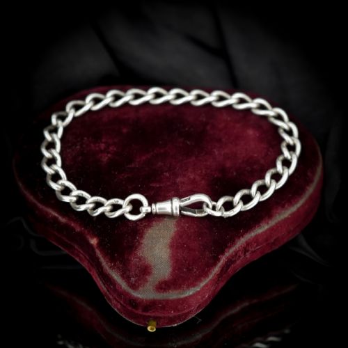fig 4. Antique Curb Sterling Silver Bracelet with Dog Clip 8