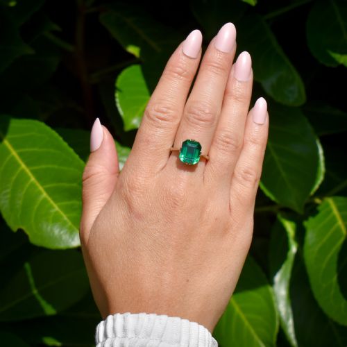 fig 1. Art Deco Emerald Doublet Solitaire White Gold Ring