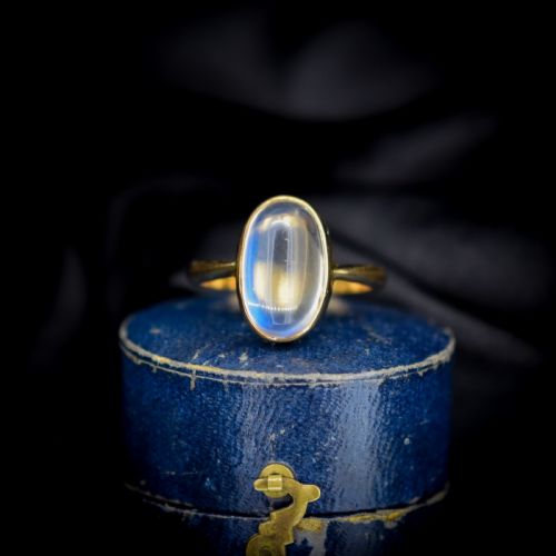 fig 2. Antique Blue Moonstone Oval 18ct Yellow Gold Bezel Ring