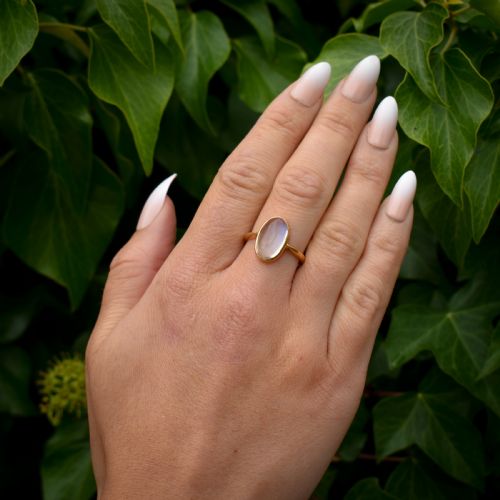 fig 3. Antique Blue Moonstone Oval 18ct Yellow Gold Bezel Ring
