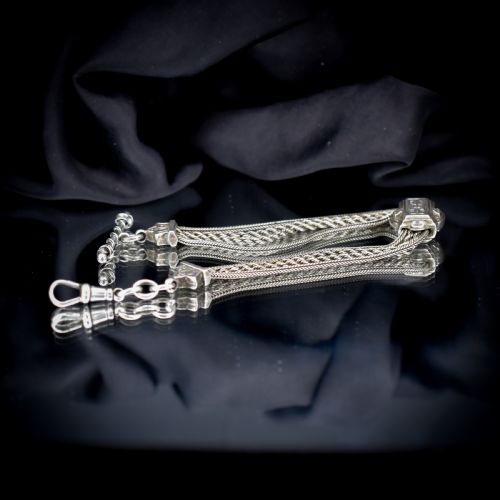 fig 1. Antique Silver Multi-Strand Albertina Albert Chain Bracelet | 8.5