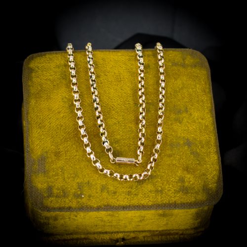 fig 1. Antique Victorian Short Faceted Belcher Gold Chain Necklace with Barrel Clasp | 17.5