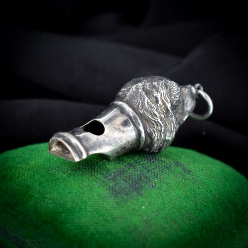 fig 1. Antique Sterling Silver Novelty Dog Whistle Pendant