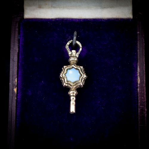 Antique Bloodstone and Chalcedony Gold Watch Key Fob Pendant Charm