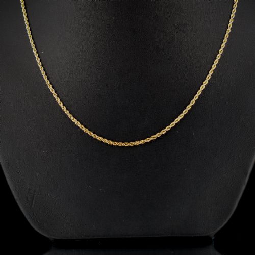 Antique 9ct Gold Rope Twist Link Chain Necklace with Barrel Clasp 17"
