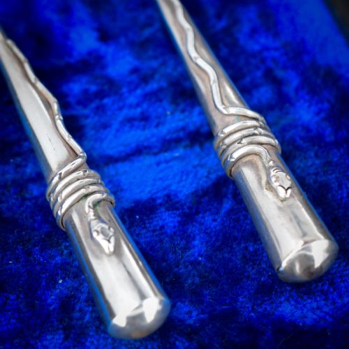 fig 2. Vintage Sterling Silver Snake Serpent Torpedo Earrings