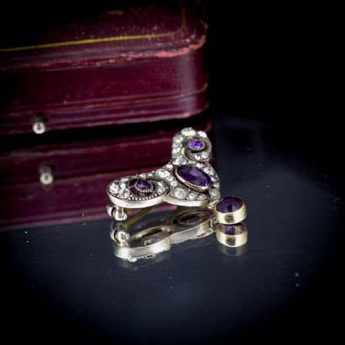 fig 2. Antique Amethyst and Paste Sterling Silver Brooch Pin