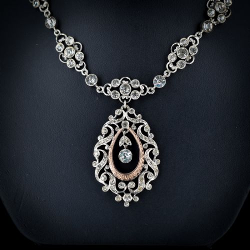 fig 1. Antique Victorian Old Cut Paste Silver Riviere Necklace