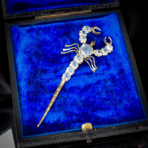 fig 2. Antique Edwardian Moonstone Scorpion Brooch Pin