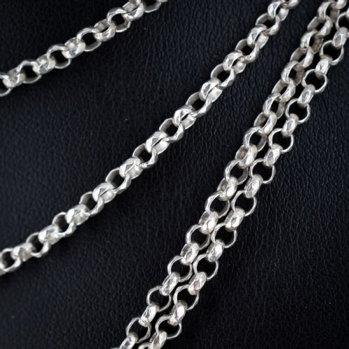 fig 2. Antique Sterling Silver Long Faceted Guard Chain Necklace 56