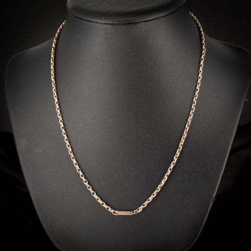 fig 1. Antique Victorian 9ct Gold Faceted Link Chain Necklace with Barrel Clasp 18.5