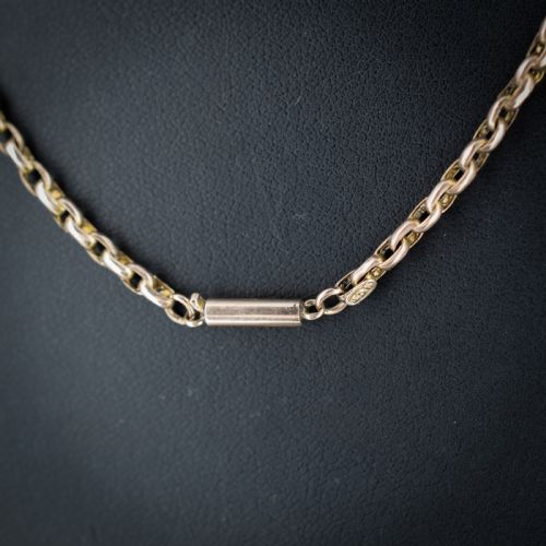 fig 2. Antique Victorian 9ct Gold Faceted Link Chain Necklace with Barrel Clasp 18.5