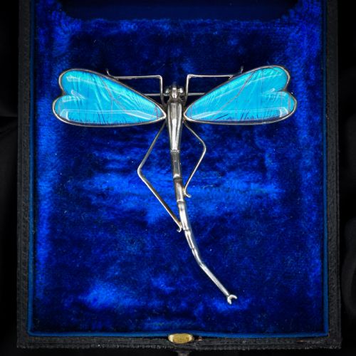 fig 1. Antique Silver Butterfly Wing Dragonfly Brooch