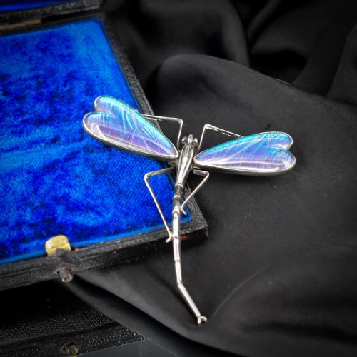 fig 2. Antique Silver Butterfly Wing Dragonfly Brooch