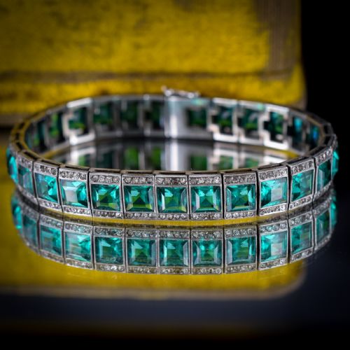 fig 1. Art Deco Platinon Green Paste Bracelet 7