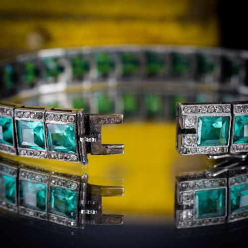 fig 3. Art Deco Platinon Green Paste Bracelet 7