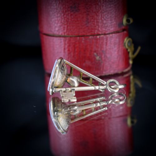 fig 1. Antique Sardonyx 9ct Gold Ladder, Key & Heart Fob Seal Pendant