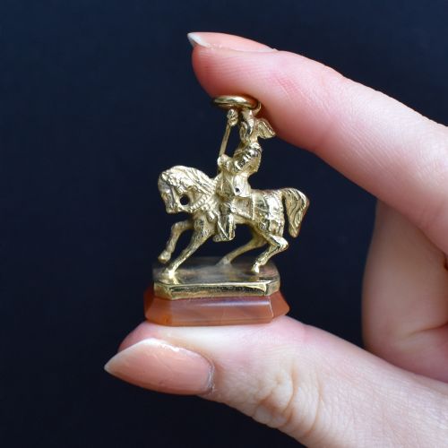 fig 1. Antique Victorian Knight and Horse Fob Seal Pendant