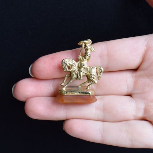 fig 2. Antique Victorian Knight and Horse Fob Seal Pendant