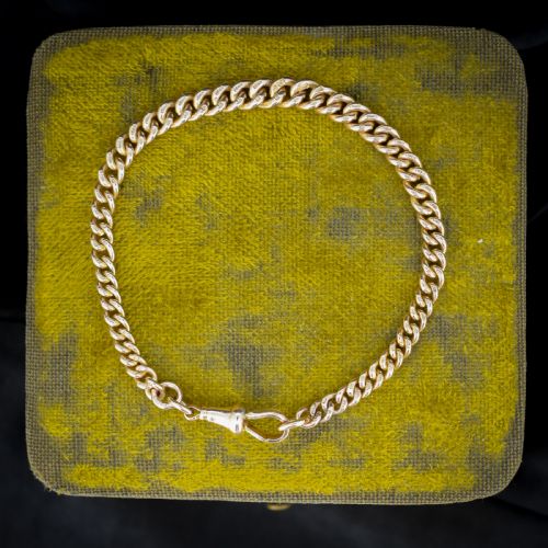 Art Deco 9ct Gold Graduated Curb Link Bracelet 7.25"