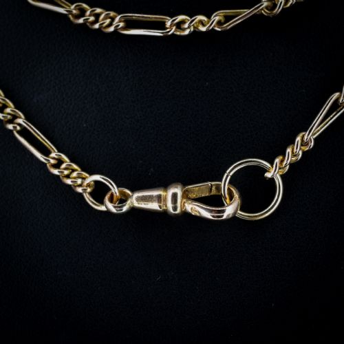 fig 2. Antique Figaro Long Guard Muff Chain Necklace with Dog Clip 55