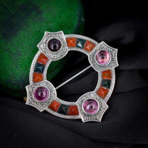 fig 2. Antique Victorian Scottish Agate Sterling Silver Brooch