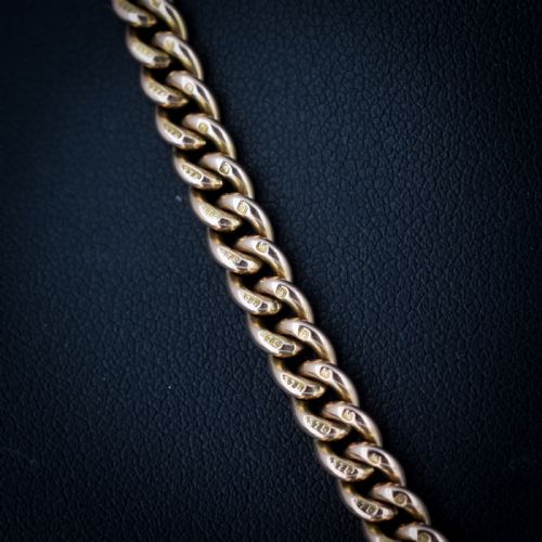 fig 3. Antique 9ct Gold Double Dog Clip Albert Watch Chain Necklace 17