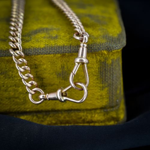 ANTIQUE 9CT GOLD DOUBLE DOG CLIP ALBERT WATCH CHAIN NECKLACE 15 DATED 1911 - ADDITIONAL PHOTO 7