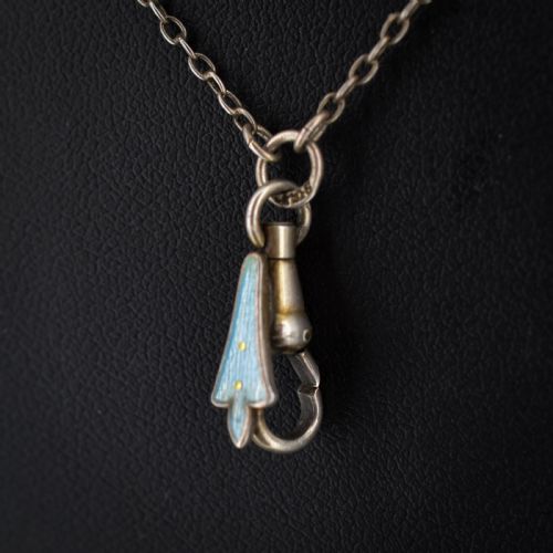 ANTIQUE BLUE GUILLOCHE ENAMEL LONG CHAIN NECKLACE 22 - ADDITIONAL PHOTO 1