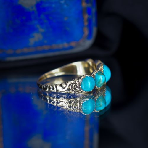 ANTIQUE GEORGIAN 15CT GOLD TURQUOISE FIVE STONE RING - ADDITIONAL PHOTO 6
