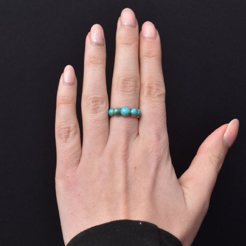 ANTIQUE GEORGIAN 15CT GOLD TURQUOISE FIVE STONE RING - ADDITIONAL PHOTO 8