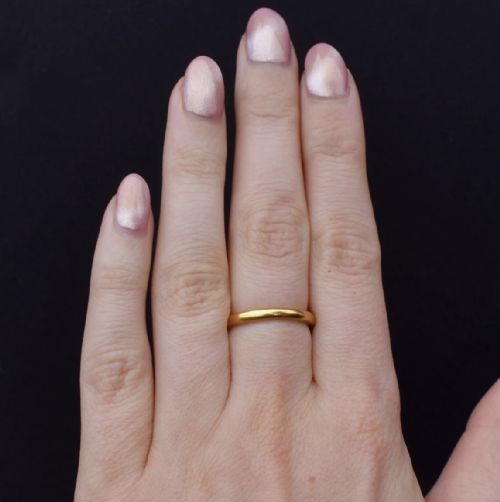 fig 1. Vintage '1932' 22ct Yellow Gold Plain Stacking Wedding Band Ring