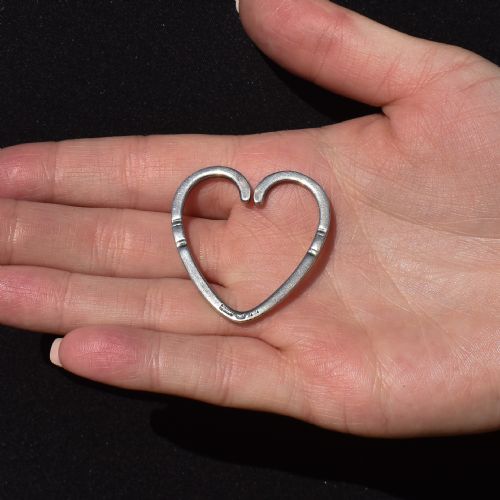 VINTAGE GEORG JENSEN STERLING SILVER HEART KEY RING PENDANT - ADDITIONAL PHOTO 6