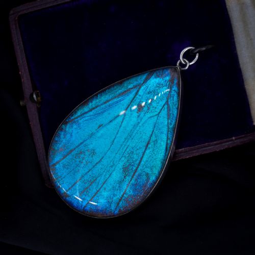 fig 3. Antique '1919' Art Deco Large Butterfly Wing Sterling Silver Pendant