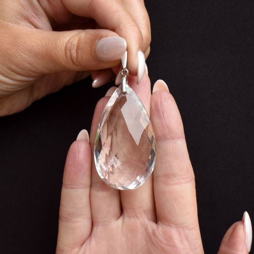 ART DECO 7594CT ROCK CRYSTAL LARGE STERLING SILVER DROP PENDANT - ADDITIONAL PHOTO 2