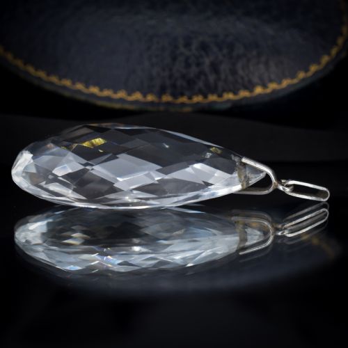 ART DECO 7594CT ROCK CRYSTAL LARGE STERLING SILVER DROP PENDANT - ADDITIONAL PHOTO 3