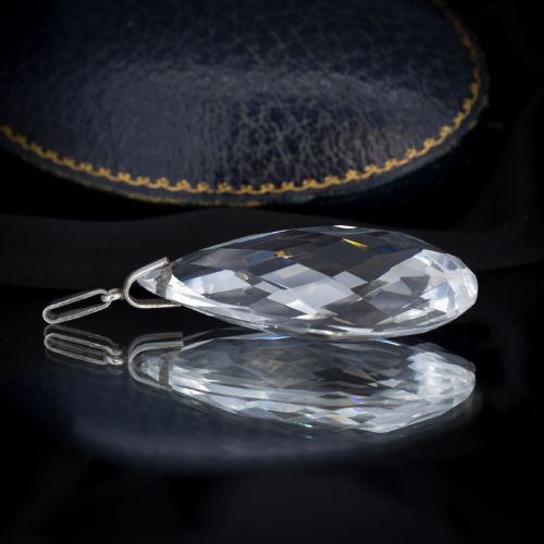 ART DECO 7594CT ROCK CRYSTAL LARGE STERLING SILVER DROP PENDANT - ADDITIONAL PHOTO 5