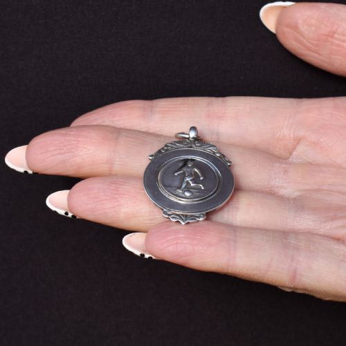 ART DECO 'FOOTBALL' MEDAL MEDALLION PENDANT DATED 1927 - ADDITIONAL PHOTO 8