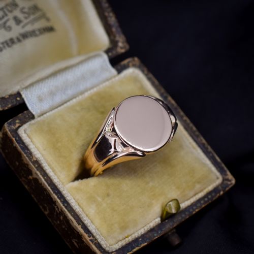 Antique 9ct Gold Plain Round Signet Ring - Dated Chester 1913