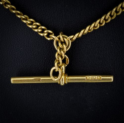 fig 1. Art Deco '1926' 18ct Gold Graduated Curb Link Albert Watch Chain Necklace 14.75