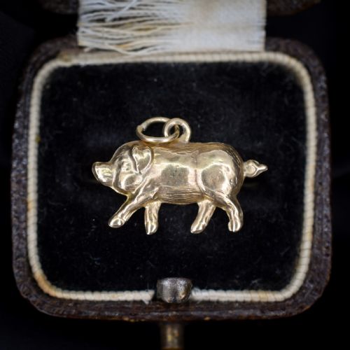 Vintage 9ct Gold Lucky Pig Charm Pendant | London 1963