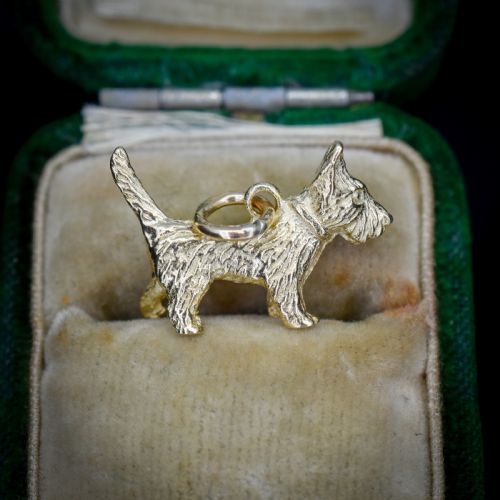 Vintage 9ct Gold Solid Scottie Westie Terrier Dog Charm