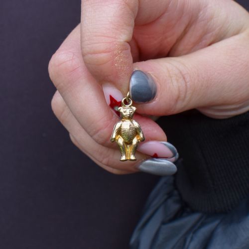 ANTIQUE 9CT GOLD TEDDY BEAR CHARM PENDANT - ADDITIONAL PHOTO 2