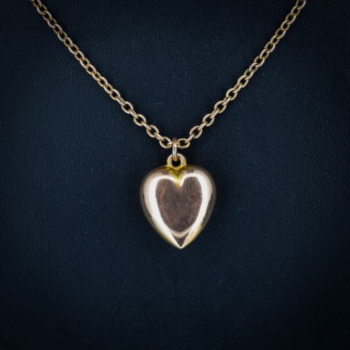 ANTIQUE 9CT GOLD HEART PENDANT CHAIN NECKLACE 16 - ADDITIONAL PHOTO 3