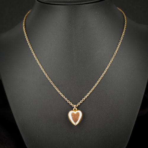 ANTIQUE 9CT GOLD HEART PENDANT CHAIN NECKLACE 16 - ADDITIONAL PHOTO 4