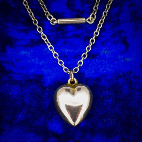 ANTIQUE 9CT GOLD HEART PENDANT CHAIN NECKLACE 16 - ADDITIONAL PHOTO 7