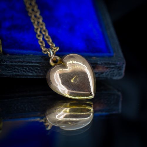 ANTIQUE 9CT GOLD HEART PENDANT CHAIN NECKLACE 16 - ADDITIONAL PHOTO 9