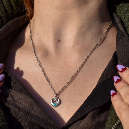 fig 1. Antique Edwardian Charles Horner Celtic Heart Pendant and Chain Necklace